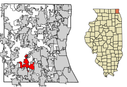 Lake County Illinois Incorporated and Unincorporated areas Hawthorn Woods Highlighted